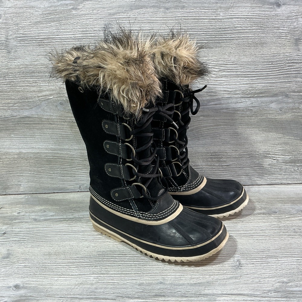 SOREL Joan Of Arctic Black Stone Waterproof Women's Size 8 Snow Boots Black Duck